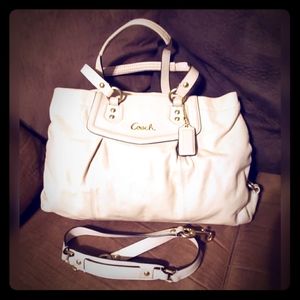 Cream leather Coach satchel